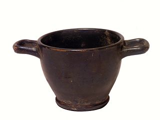 Ancient Greek Blackware Skyphos Magna Graecia Circa 5th -4th Century BCE.