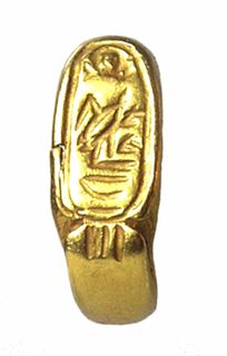 Ancient Gold Egyptian Child's Ring with Pseudo-Cartouche c. 664-32 BCE.