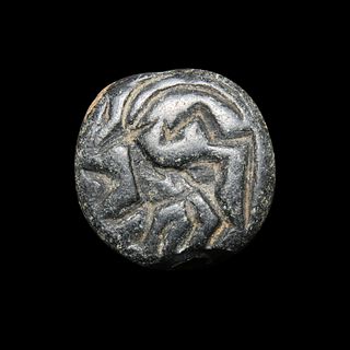 Ancient Sumerian black Stone Stamp Seal Jamdat Nasr c.3100-2900 BC.