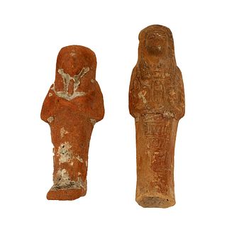 Lot of 2 Ancienet Egyptian Teracotta Ushabti Figures C. 700 BC 