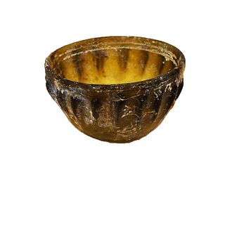 Ancient Hellenistic Amber Glass Bowl C. 3rd Century BC