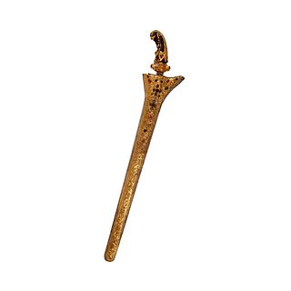 Rare Indonisian Gold and Silver Dagger with jewels. 