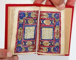 Islamic Illuminated Miniature Koran with Fine Calligraphy, Signed and Dated 1856 AD.