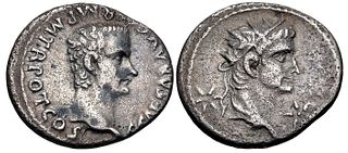 Gaius (Caligula), with Divus Augustus. AD 37-41. AR Denarius