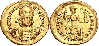 Honorius. AD 393-423. AV Solidus (21mm, 4.25 g, 6h).