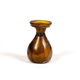 Ancient Roman Amber color Glass Bottle c.2nd century AD. 