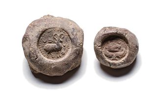 Lot of 2 Parthian Sasanian Pottery Bullae Ca. 5th century A.D. 