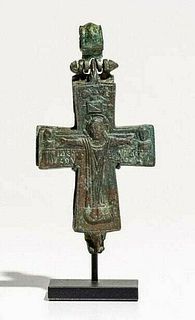 Ancient Byzantine Bronze Reliquary Cross c.6th century AD. 