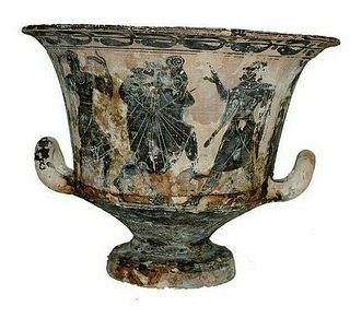 Large Greek Attic Style Pottery Krater with figures. 
