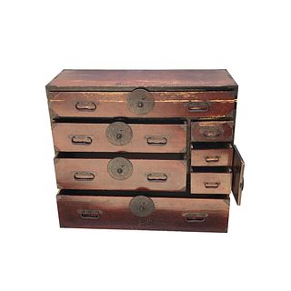 A Japanese Meiji period tansu Chest with Drawers late 19th century, 