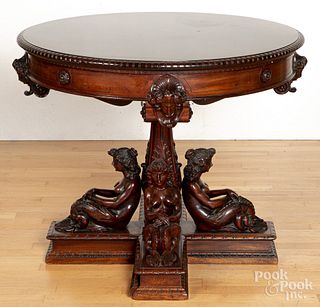 R.J. Horner mahogany center table, ca. 1870