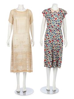 Three Vintage Day & Evening Dresses, 1920s 