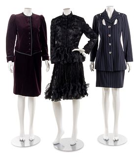 Three Vintage Skirt Ensembles; One Saint Laurent, One Valentino, One Versace, 1980-2000s
