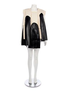 Comme des Garcons Black Faux Leather and Natural Muslin Tunic, 1990-2000s