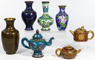 Chinese Clay Teapot and Cloisonne Assortment