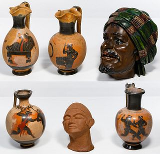 Redware Pottery Head and Pitcher Assortment