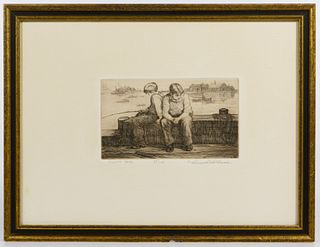 Lionel Reiss (American, 1894-1988) 'Fisher Boys' Etching