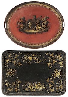 Black-Lacquered Tray on Stand and