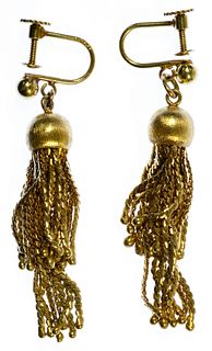 18k Gold Screw-back Dangle Earrings