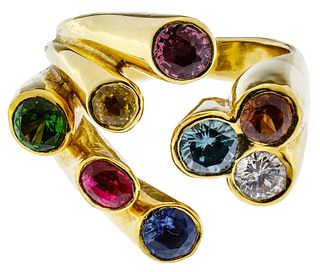 Ron Ray 18k Gold and Semi-Precious Gemstone Ring