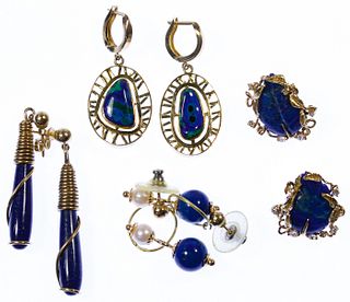 14k Gold and Lapis Lazuli Pierced Earring Assortment