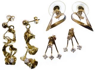 14k Gold and Cubic Zirconia Pierced Earring Assortment