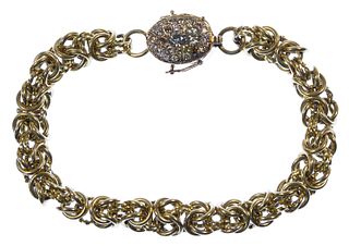 18k / 14k Gold and Gemstone Byzantine Link Bracelet