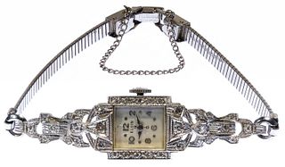Elgin 14k White Gold and Diamond Case Wrist Watch