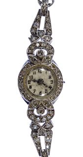Reliable Platinum and Diamond Case Wrist Watch