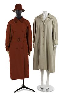 Two Hermes Trench Coats and a Matching Rain Cap, 1980-90s