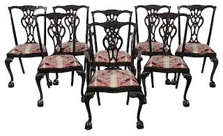 Set of Eight Chippendale Style Carved