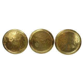 Three (3) Vintage Middle Eastern Brass Trays