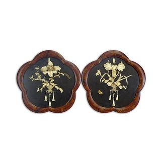 Pair of Japanese Carved Bone Relief Plaques