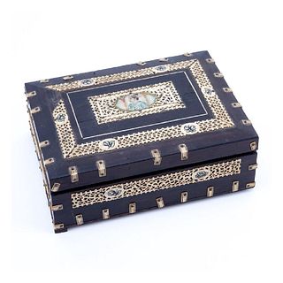 19th C. Anglo Indian Wood and Bone Mounted Box
