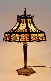 1920s Filigree Panel Lamp