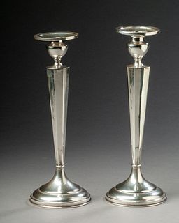 Pair of Dominick & Hall Weighted Sterling Candlesticks.