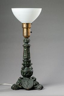 Large Medieval Revival Bronze Clad Lamp.