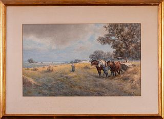Frank English  (1854 - 1922). Hay Harvest.