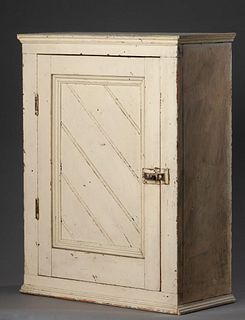 Country Wall Cupboard in Off White Paint.