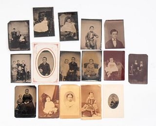 Group of Tintypes of Children and Familes.