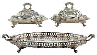 Pair Silver-Plate Covered Entr&#233;e and