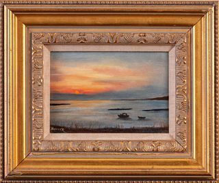 Small Maine Sunset Painting.