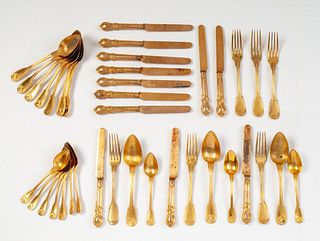 Lot of French Gold Plated Flatware.