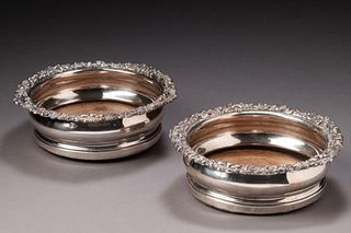 Pair of English Sheffield Silver Plate Wine Coasters.
