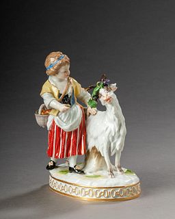 Meissen Figure of a Girl With Goat.