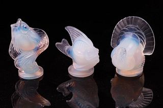 Three Sabino Opalescent Glass Figurines.