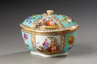European Hand Painted Covered Bowl.