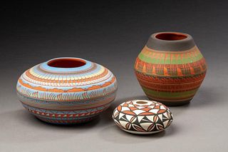 Three Native American Pottery Vases.