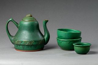 Group of Green Art Pottery.