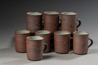 Eight Ceramic Mugs by Peter Sabin.